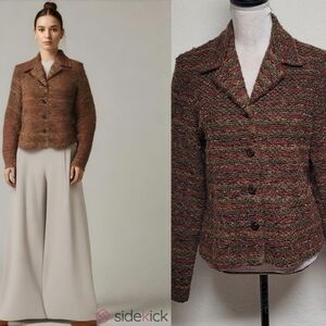 Dressbarn Vintage 90s Multi-color Spacedye Knit Button Up Sweater Jacket M